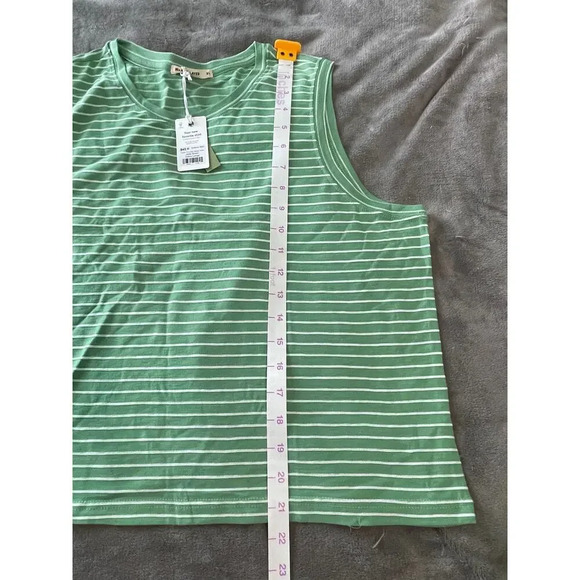 NWT Marine Layer Lydia Textured Stripe Tank Jade Sheen Size Extra Large Bohemian - Picture 8 of 8